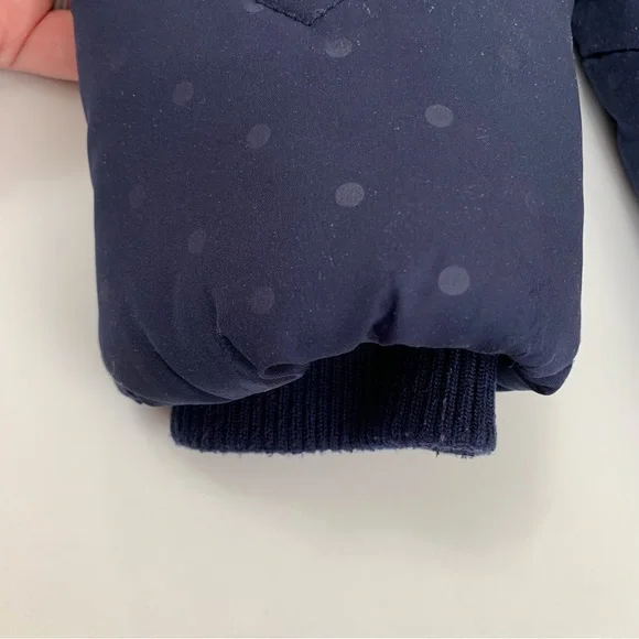 Nautica Puffer coat removable hood navy hot pink subtle polka dots pockets girls